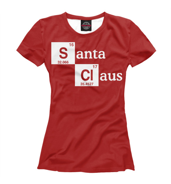 Женская футболка с изображением Санта Клаус цвета Белый