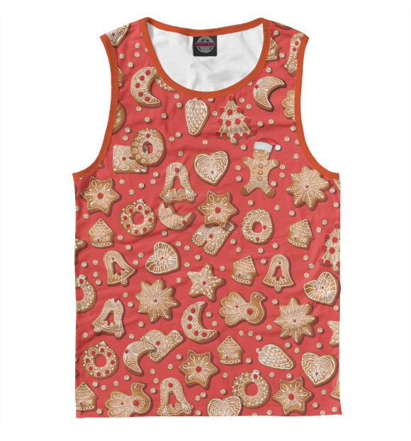 Мужская майка с изображением Новогодние печеньки цвета Белый