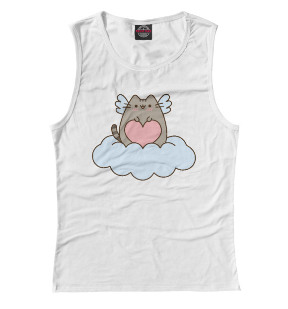 Женская майка с изображением Pusheen Angel цвета Белый