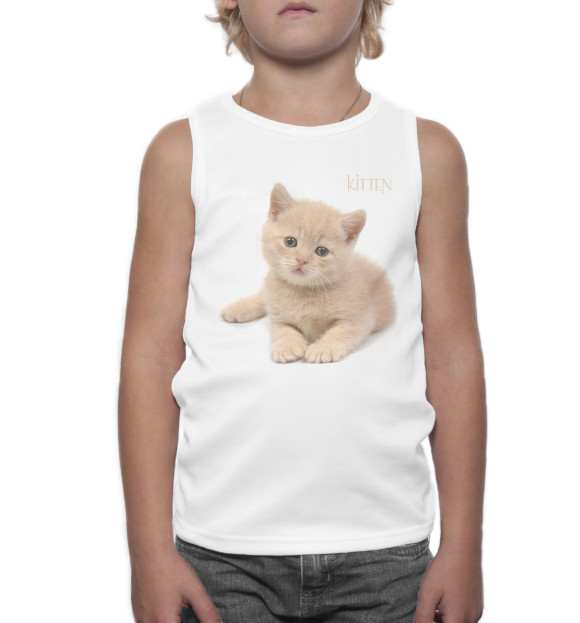 Майка для мальчика с изображением Котёнок цвета Белый