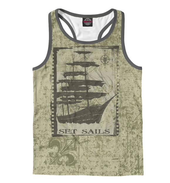 Мужская майка-борцовка с изображением Парусник готика цвета Белый