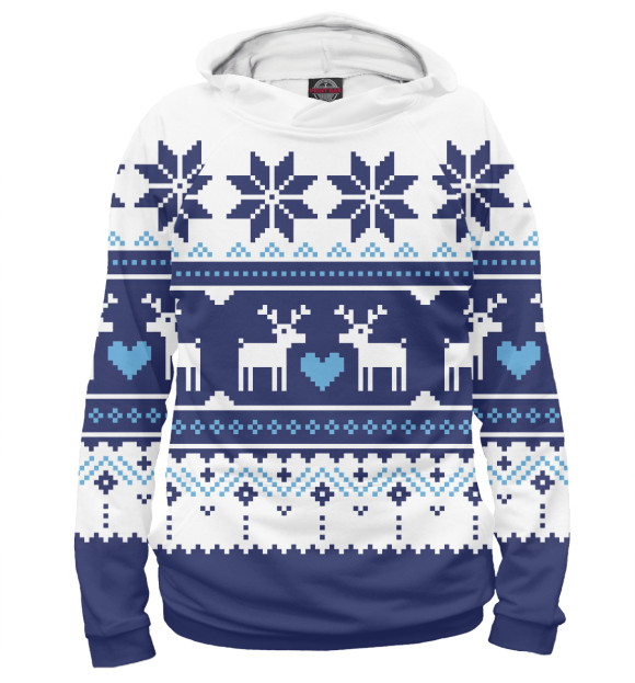 Женское худи с изображением Свитер С Оленями цвета Белый