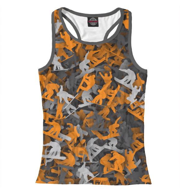 Женская майка-борцовка с изображением Камуфляж со сноубордистами цвета Белый