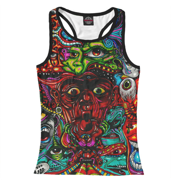 Женская майка-борцовка с изображением Psychedelic цвета Белый