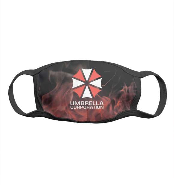 Маска тканевая с притом Umbrella Corporation цвета Белый Маска тканевая с изображением Umbrella Corporation цвета Белый