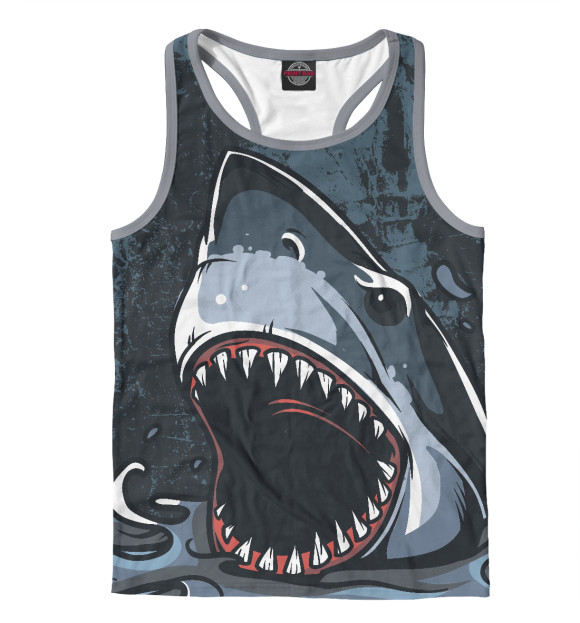Мужская майка-борцовка с изображением Челюсти цвета Белый
