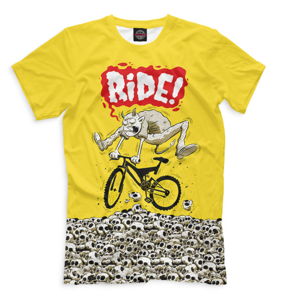 Мужская футболка с изображением Ride! цвета Молочно-белый
