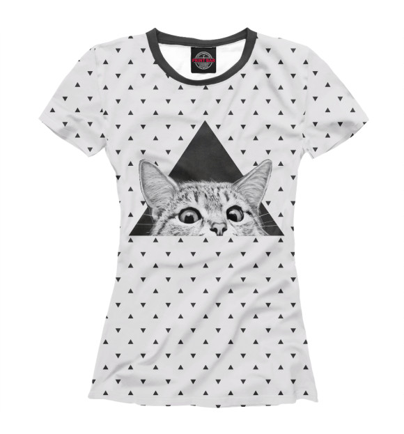 Женская футболка с изображением Взгляд кота цвета Белый