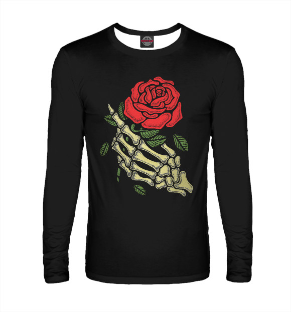 Мужской лонгслив с изображением Роза в руке цвета Белый