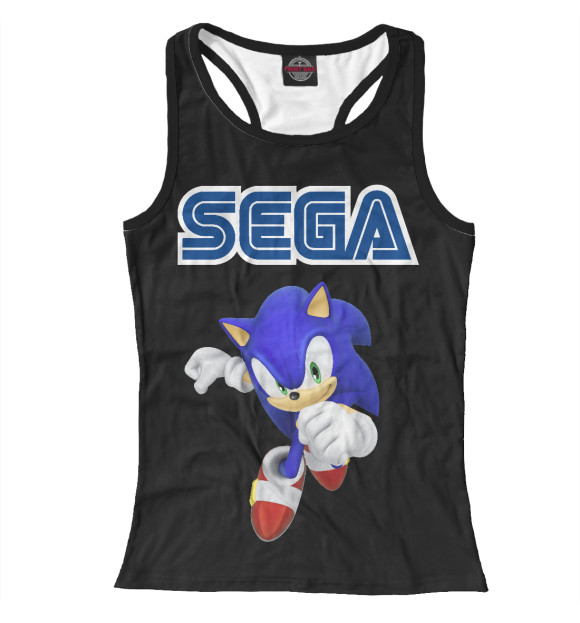 Женская майка-борцовка с изображением Соник Sega цвета Р‘РµР»С‹Р№