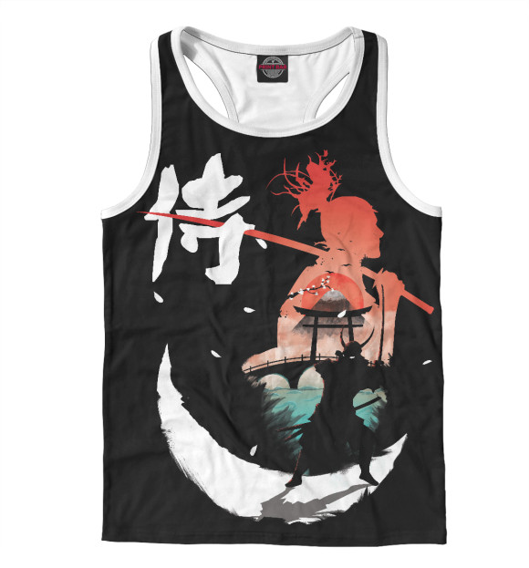 Мужская майка-борцовка с изображением Самурай цвета Белый