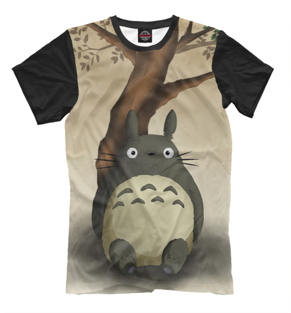 Мужская футболка с изображением Мой сосед Тоторо цвета Молочно-белый