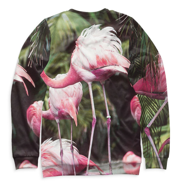 Мужской свитшот с изображением Розовые фламинго цвета Белый
