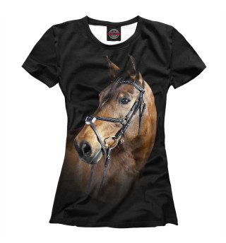 Женская футболка Гнедая лошадь