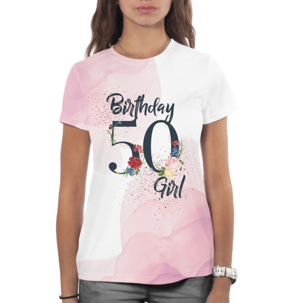 Женская футболка с изображением 50 лет цвета Белый