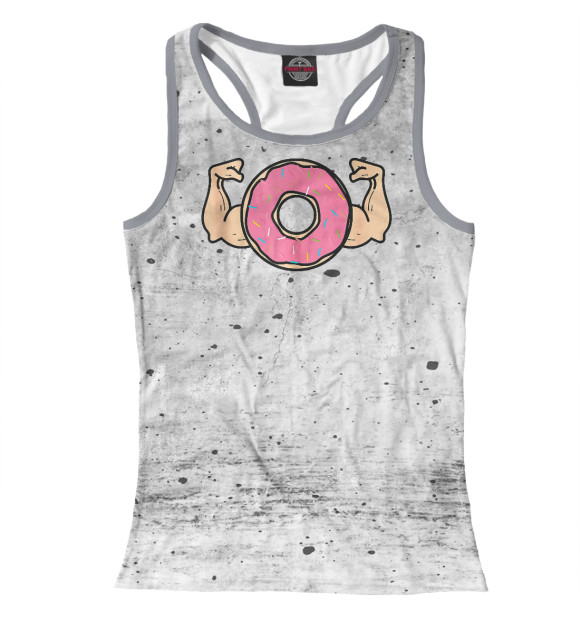 Женская майка-борцовка с изображением Donut With Muscles цвета Белый