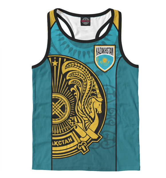 Мужская майка-борцовка с изображением Казахстан цвета Белый