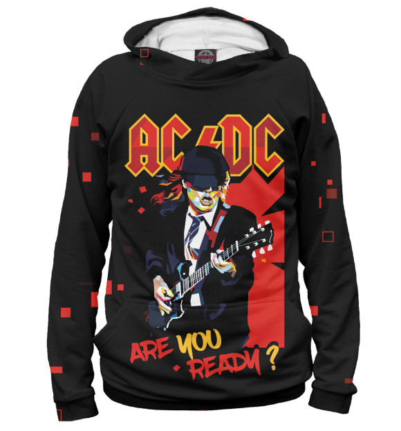 Мужское худи с изображением AC/DC цвета Белый