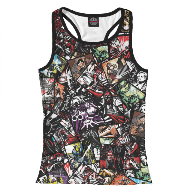 Женская майка-борцовка с изображением KMFDM Дискография цвета Белый