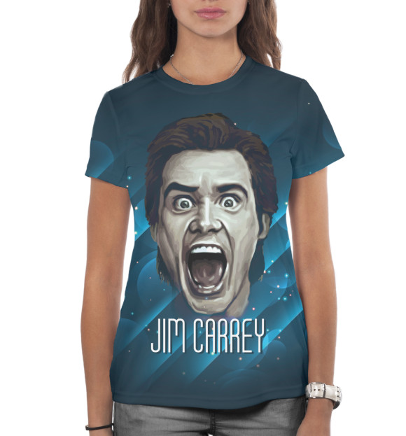 Женская футболка с изображением Джим Керри цвета Белый