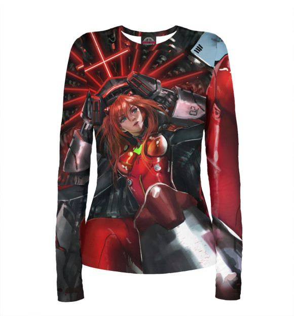 Женский лонгслив с изображением Evangelion цвета Белый