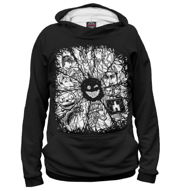 Мужское худи с изображением Черное зеркало цвета Белый