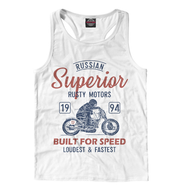 Мужская майка-борцовка с изображением Russian superior motors цвета Белый