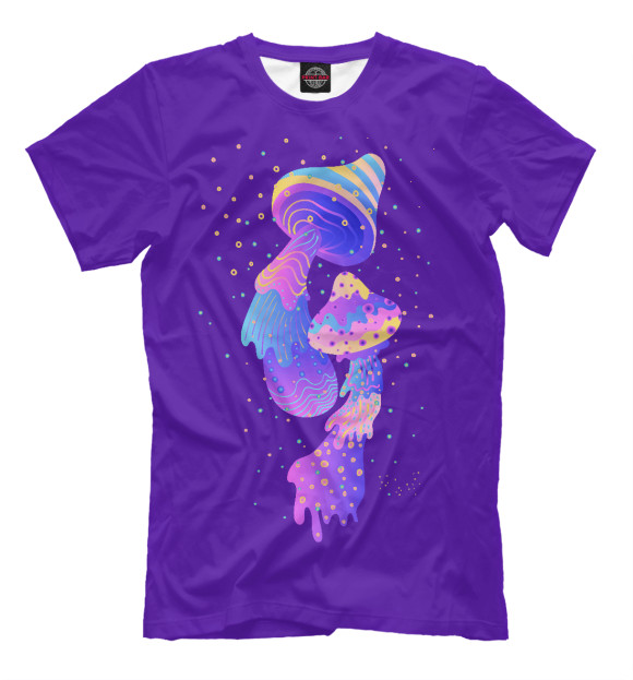 Мужская футболка с изображением Грибы цвета Фиолетовый