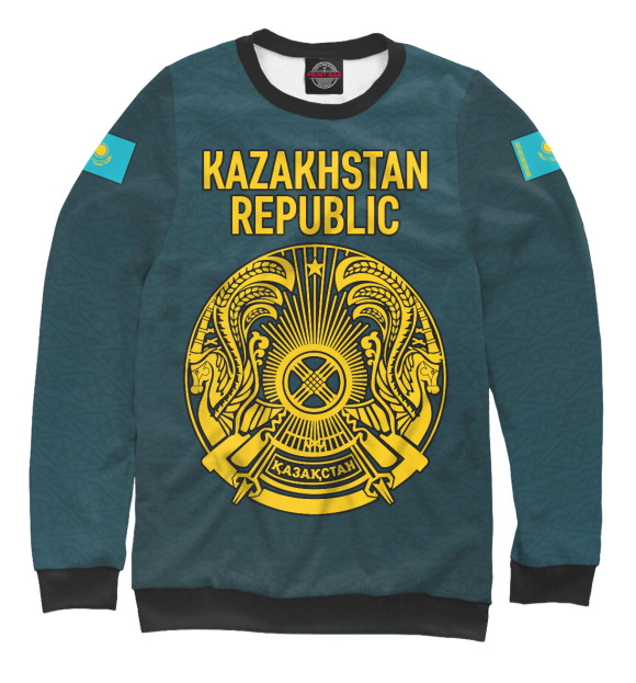 Мужской свитшот с изображением Kazakhstan Republic цвета Белый