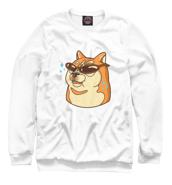 Свитшот для девочек с изображением Cool Doge цвета Белый