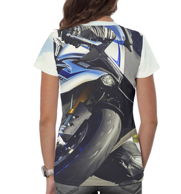 Женская футболка с изображением Мотоциклист цвета Белый