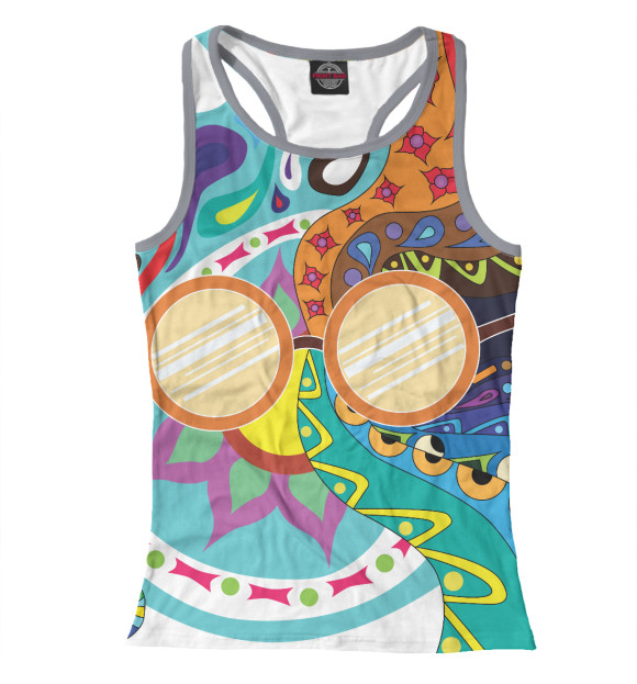 Женская майка-борцовка с изображением Hippie цвета Белый