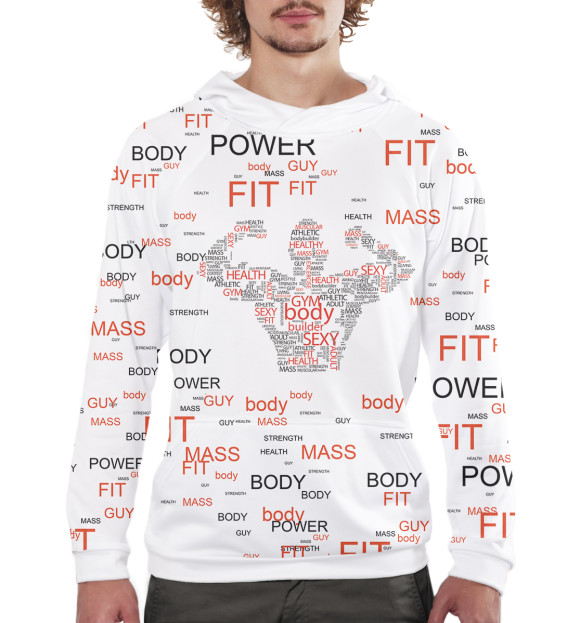 Мужское худи с изображением Тренер цвета Белый