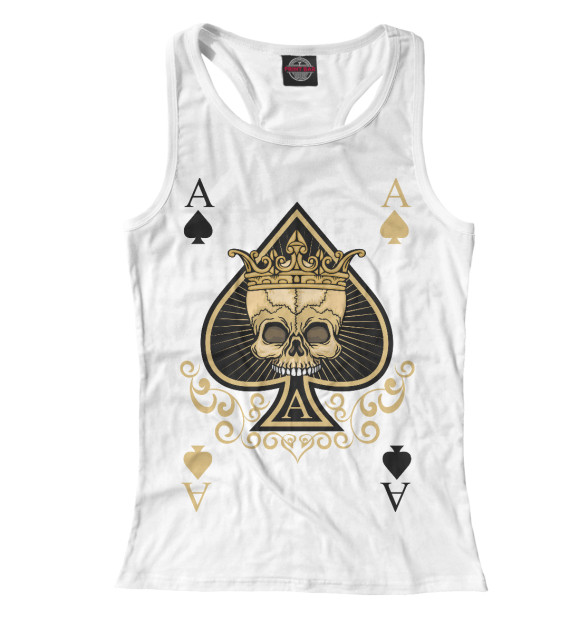 Женская майка-борцовка с изображением Туз цвета Белый