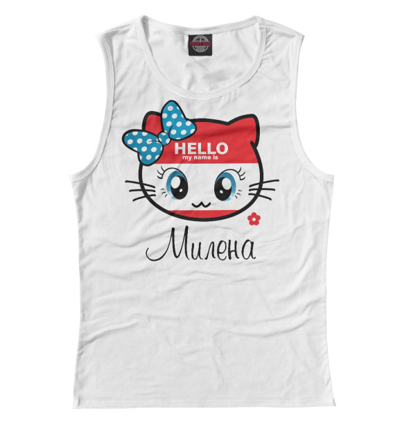 Майка для девочки с изображением Hello my name is Милена цвета Белый