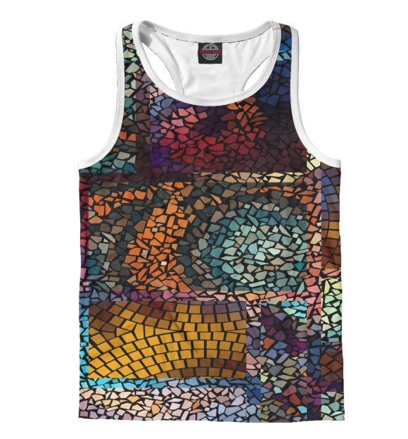 Мужская майка-борцовка с изображением Мозаика цвета Белый