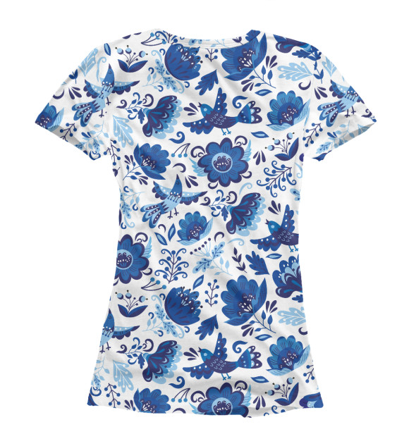 Женская футболка с изображением Гжель цвета Белый