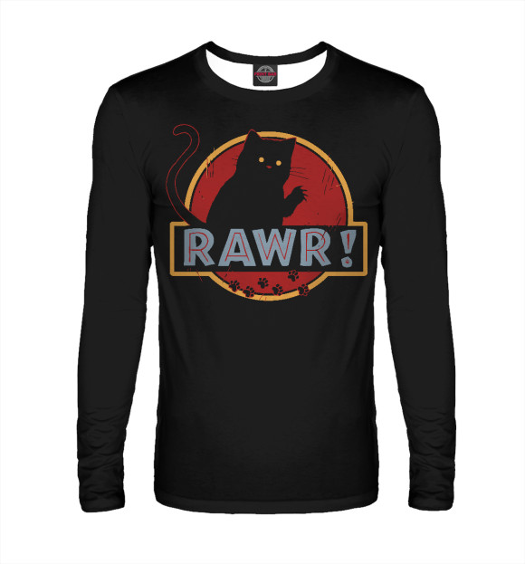 Мужской лонгслив с изображением Rawr цвета Белый