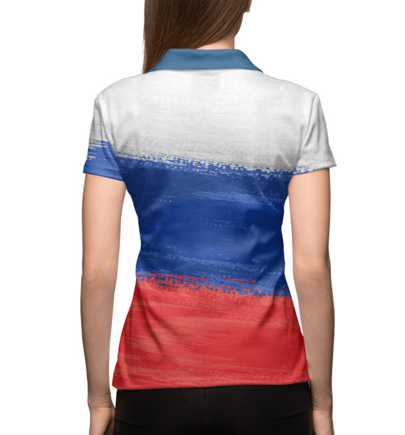 Женское поло с изображением Флаг России с гербом цвета Белый