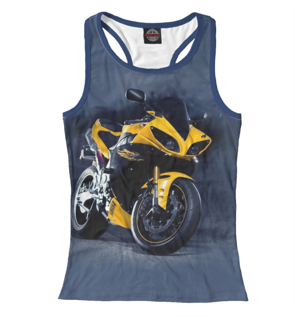 Женская майка-борцовка с изображением Yamaha R1 цвета Белый