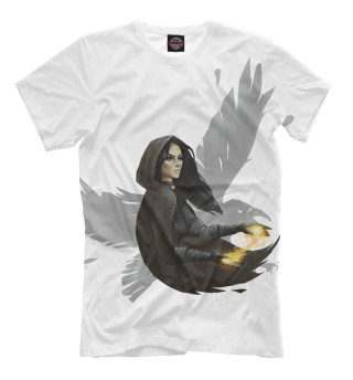 Мужская футболка Девушка маг с силуэтом ворона