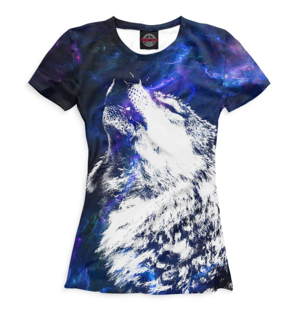 Женская футболка с изображением Волк цвета Белый