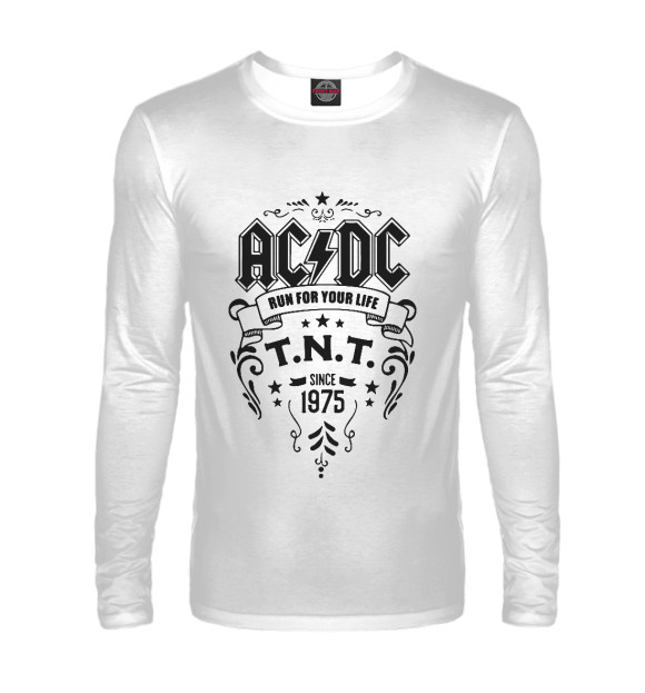 Мужской лонгслив с изображением AC/DC цвета Белый