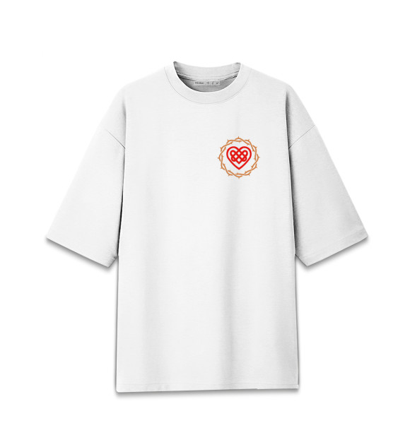 Мужская футболка оверсайз с изображением Знак любви Узел Сердце цвета Белый