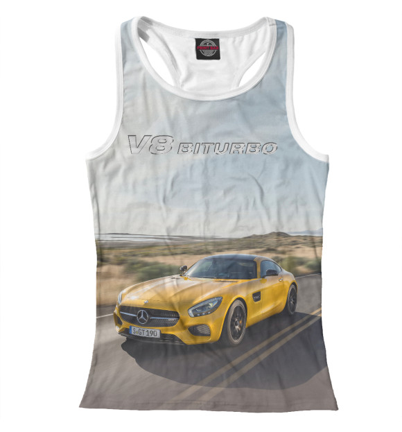 Женская майка-борцовка с изображением V8 Biturbo цвета Белый