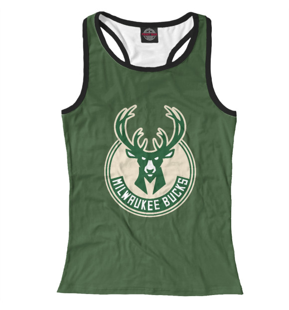 Женская майка-борцовка с изображением Milwaukee Bucks цвета Белый