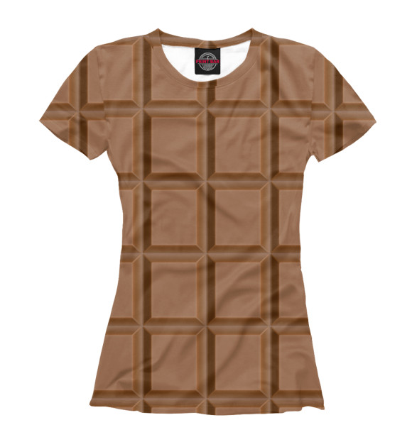 Женская футболка с изображением Плитка шоколада цвета Белый