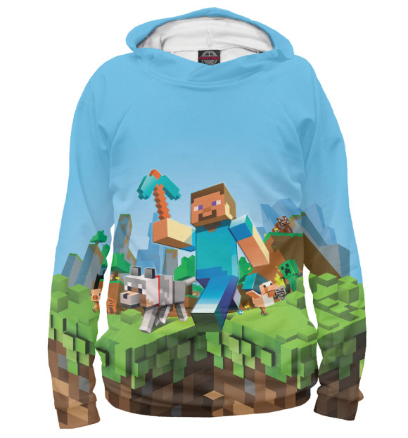 Женское худи с изображением Minecraft цвета Белый