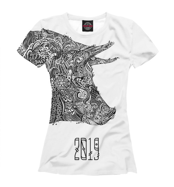 Футболка для девочек с изображением Год свиньи 2019 цвета Белый