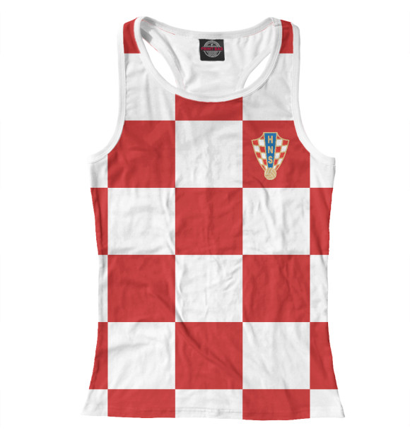 Женская майка-борцовка с притом Сборная Хорватии 2018 цвета Белый Женская майка-борцовка с изображением Сборная Хорватии 2018 цвета Белый